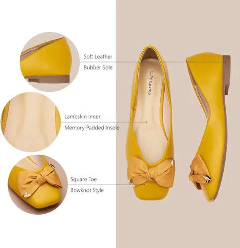 Vista 5 de C.Paravano Zapatos planos de mujer I Zapatos de punta cuadrada para mujer I Zapatos planos I Zapatos planos de cuero para mujer I Zapatos planos