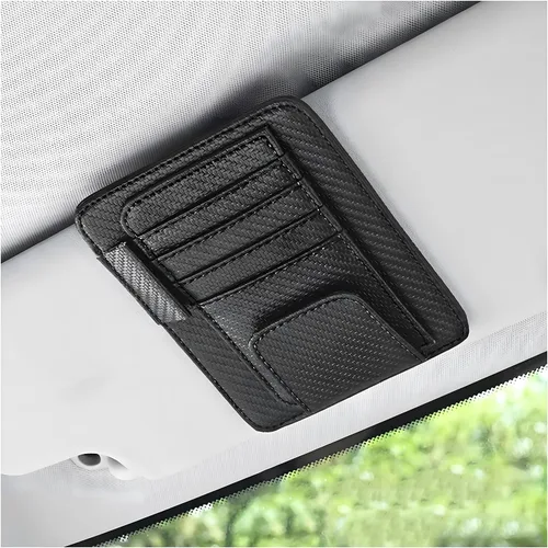 Vista 10 de Augeny Organizador de visera solar para automóvil, pequeño organizador y almacenamiento de visera, soporte para registro y documentos, accesorios
