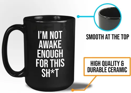 Vista 4 de Sleepy Coworkers - Taza de café de 15 onzas, color negro, con texto en inglés "I 'm not awake enough - Lazy Person Sleepy People Who Loves Doing