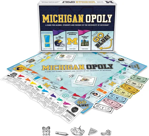 Vista 3 de Late for The Sky Michigan-Opoly - Juego de mesa familiar de la Universidad