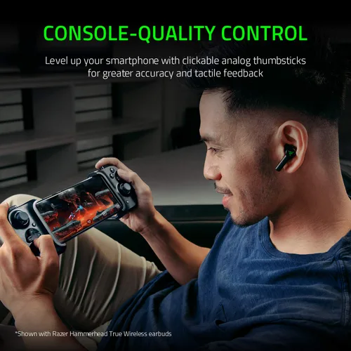 Vista 4 de Razer Kishi Mobile Game Controller Gamepad for Android USB-C Xbox Game Pass Ultimate xCloud Stadia GeForce NOW Luna - Passthrough Charging - Low