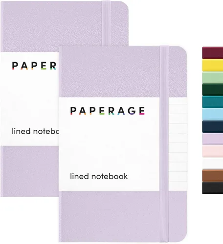 Vista 23 de Juego de 2 cuadernos blocs de notas de bolsillo pequeño, pauta universitaria, 3.7 x 5.6 pulgadas, minidiario de tapa dura, papel grueso de 3.5 Negro