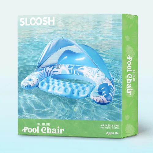 Vista 7 de SLOOSH Flotadores de piscina con dosel para adultos, sillas de piscina inflables XL con portavasos, silla flotante para adultos, flotadores