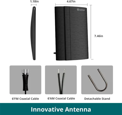Vista 3 de Antena de radio AM/FM amplificada digital interior para radio estéreo universal Receptor de difusión RF de señal de audio