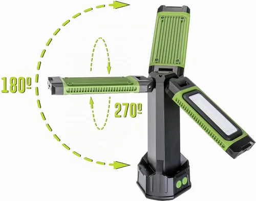 Vista 3 de PowerSmith Luz de trabajo recargable con soporte de 4500 lúmenes, luz de trabajo magnética, construcción de trípode de metal duradero, paneles