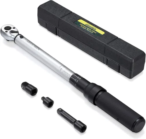 Vista 11 de Llave dinamométrica de clic de 1/2 pulgada (10-150 pies-libras/13.6-203.3 Nm) Juego de llave de torque ajustable de doble dirección