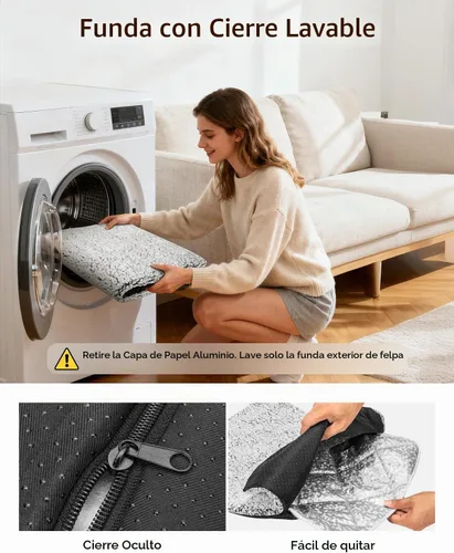 Vista 4 de Cama Autocalentable para Gatos, Almohadilla Térmica Súper Suave para Jaula de Perros, Sofá, Piso, Lavable, Antideslizante, Tapete Autocalentable