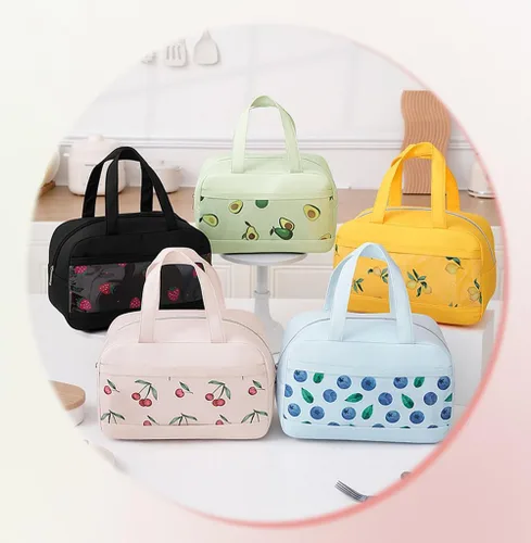 Vista 4 de Lonchera aislada reutilizable bolsa de almuerzo para hombres mujeres a prueba de fugas enfriador portátil para el trabajo, picnic viajes A1-Negro