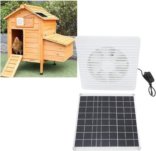 Vista 4 de Ventilador alimentado por panel solar, 15 W, 6 aspas, 16 pies, ventilador de escape solar ABS con alta circulación de aire de flujo de aire, hoja