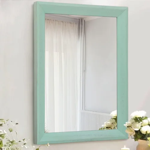 Vista 9 de AAZZKANG Espejos rústicos para pared, espejo rectangular con marco de madera, decorativo para granja, dormitorio, baño, sala de estar, pequeño