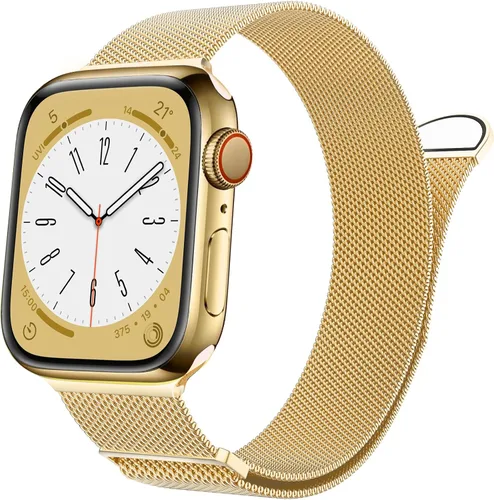 Vista 22 de Marge Plus Correa de malla de acero inoxidable cierre magnético para Apple Watch 7/6/5/4/3/2/1/SE de 1.5"/1.58"/1.61"/1.65"/1.73"/1.77" para A- Luz