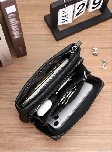 Vista 5 de Bolso de mano retro para hombre, bolso de mano de viaje de gran capacidad, portátil, de moda, de negocios, de gran capacidad, para viajes