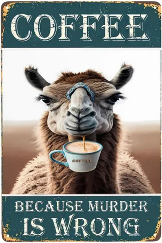 Vista 9 de Cartel de metal con texto en inglés «Black Cat Coffee Because Murder Is Wrong», vintage, para dormitorio, hogar, cocina, hotel, bar, cafetería