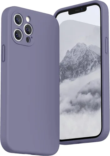 Vista 10 de SURPHY Funda diseñada para iPhone 12 Pro Max con protección para cámara, funda de silicona líquida con forro de microfibra, color negro