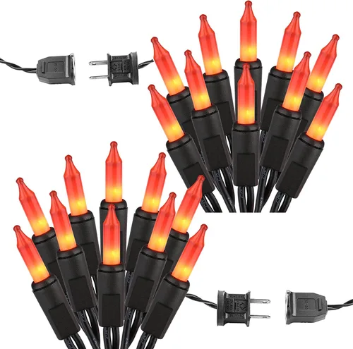 Vista 8 de ODEETRONIC Candy Corn - Luces de Halloween de 21.63 pies, juego de 100 luces incandescentes conectables, 120 V, certificado UL, luz de Halloween