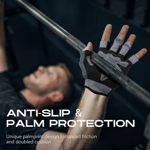 Vista 4 de LIFECT Essential - Guantes de entrenamiento transpirables, guantes de levantamiento de pesas sin dedos con parte trasera abierta curvada