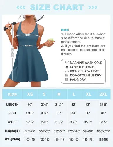 Vista 6 de IUGA Vestido de tenis para mujer, pantalones cortos integrados y brasier con tirantes ajustables, vestido de entrenamiento con bolsillos, vestidos