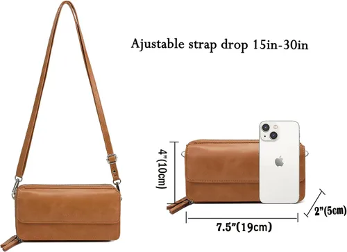 Vista 5 de Lanyani Cartera cruzada RFID con bolsillo para teléfono para mujer, cuero vegano