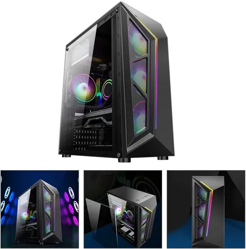 Vista 9 de SOLUSTRE ATX - Carcasa para computadora de escritorio con iluminación colorida
