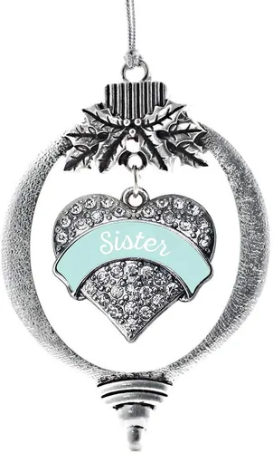 Vista 176 de Inspired Silver Adornos festivos de dije de corazón pave de plata con circonitas cúbicas