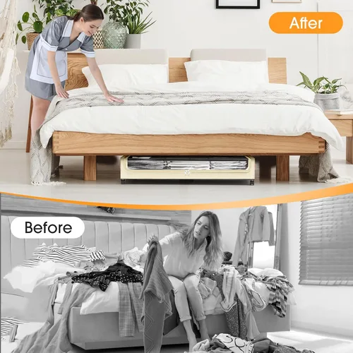 Vista 6 de SpaceHacks Almacenamiento Debajo de la Cama con Ruedas 1 Paquete Almacenamiento Debajo de la Cama con Ventana Transparente y Etiqueta Cajones Debajo