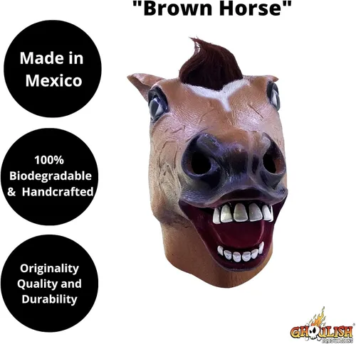 Vista 2 de Ghoulish - Máscara de caballo marrón talla única