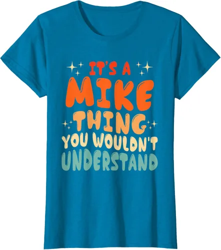 Vista 73 de Camiseta retro de los años 80 con texto en inglés "It's A Mike Thing You Wouldn't Understand", Negro