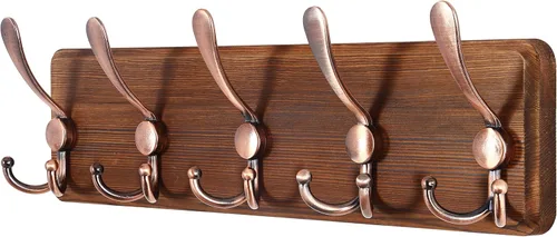 Vista 11 de SKOLOO Perchero de pared montado en la pared de estilo rústico: Perchero de pared de pino de madera auténtica de 40,6 cm de orificio a orificio