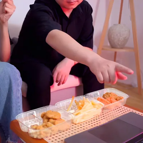Vista 5 de 25 bandejas desechables para nachos, recipientes de plástico de 12 onzas con soporte para chips y salsa, 6 x 5 pulgadas, 2 compartimentos, bandejas