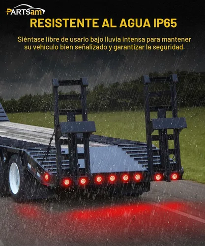 Vista 5 de Partsam 10 luces traseras LED redondas para remolque, 24 LED, montaje en brida, selladas, cromadas, luces traseras, marcadoras, freno