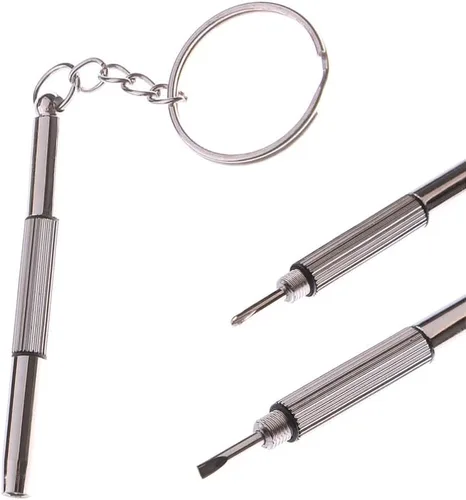Vista 2 de Pokinge 5 unids 3 en 1 mini destornillador de reparación llavero destornillador de metal mano herramienta kit para gafas de sol teléfonos móviles