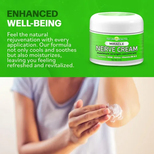 Vista 6 de Miracle Nerve Cream – Máxima Fuerza – Mezcla de cúrcuma y árnica para aliviar molestias neuropatía – Fórmula calmante para pies y manos con MSM, B6