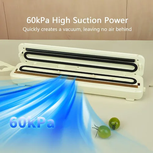 Vista 3 de Sellador al vacío portátil, sellador de alimentos multifunción con pantalla LED, compatible con seco/húmedo/aceite/polvo, sellador al vacío