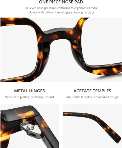Vista 2 de HEPIDEM Marco de lentes de acetato para hombre, lentes ópticos retro redondos cuadrados