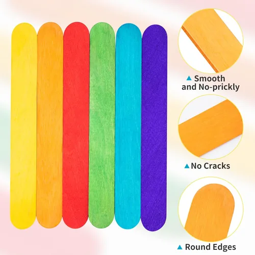 Vista 3 de WISYOK 90 piezas de palos de manualidades jumbo de 8 pulgadas de colores, palos de paleta grandes, palos para cera, palos de paleta de madera