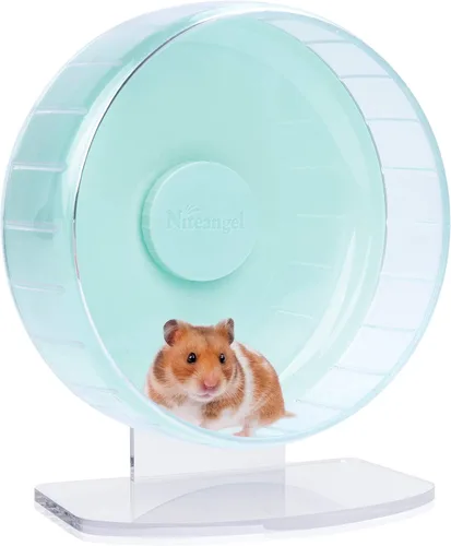 Vista 14 de Niteangel Ruedas de ejercicio súper silenciosas para hámster: ruedas giratorias silenciosas para hámster con soporte ajustable para hámsters, Verde