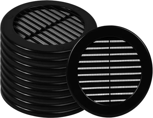 Vista 18 de Paquete de 10 cubiertas redondas de ventilación de aire de 4 pulgadas – Deflector de ventilación de aire Soffit de plástico blanco con malla