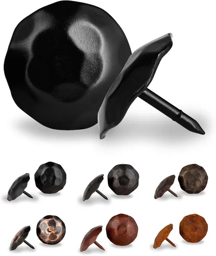 Vista 19 de 10 Pack 0.75" Round Head Iron Clavos Decorative Nails – Black – Handmade Rustic Round Fasteners for Farmhouse Shutters, Faux Wood Beams, Barn Doors