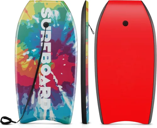 Vista 10 de Goplus Tabla de cuerpo ligera de 41/37/33 pulgadas para playa, tabla de surf con núcleo EPS, cubierta XPE, parte inferior lisa de HDPE, correa