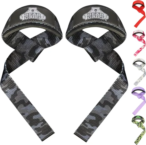 Vista 9 de Bear Grips Correas de levantamiento - Correas de gimnasio y levantamiento de pesas para hombres y mujeres, soporte de peso muerto, 2 pares