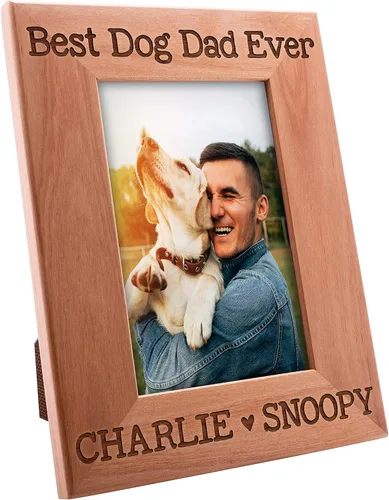 Vista 2 de Regalos para papá, marco de fotos personalizado para el mejor papá del perro, 4 x 6 pulgadas, marcos grabados personalizados con nombre, regalos