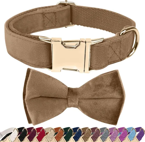 Vista 13 de Collares para perros con lazo, collar de terciopelo para cachorros con hebilla de seguridad de aleación de zinc, collar de lazo suave ajustable