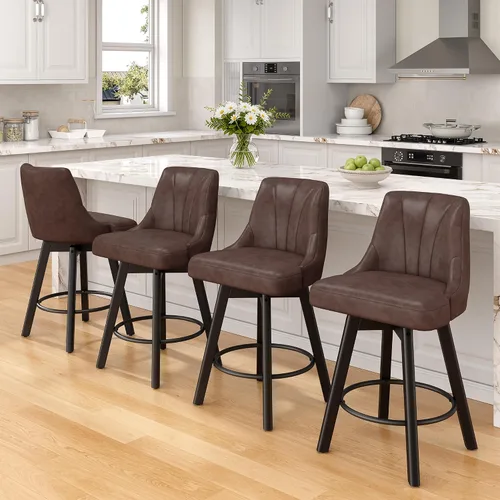 Vista 22 de REONEY Counter Height Swivel Bar Stools, 24" Modern Upholstered Barstools