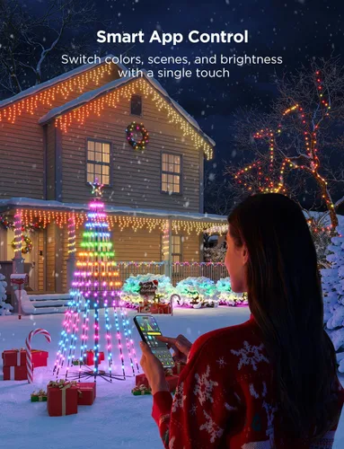 Vista 5 de Govee - Luces de árbol de Navidad, 6.1 pies, 316 LED RGBIC luz para árbol de Navidad
