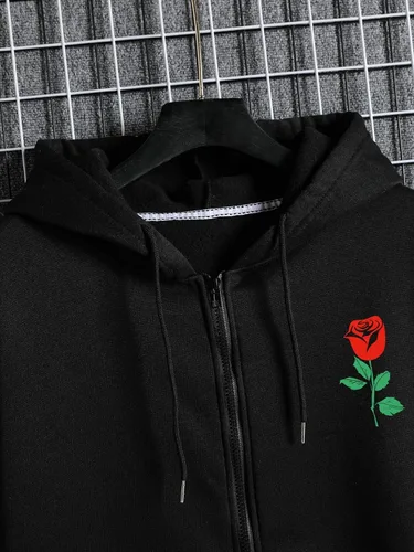Vista 4 de SHENHE Chaqueta térmica de manga larga con capucha y bolsillos para hombre con estampado floral