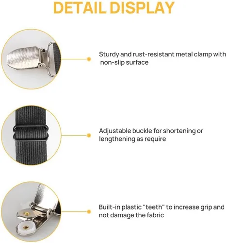 Vista 5 de FGY Correas de sábanas ajustables con clips de metal para ropa de cama de mantel