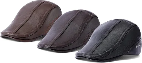 Vista 7 de Gorra clásica de Gatsby Ivy de piel sintética plana para hombre