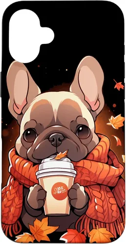 Vista 23 de French Bulldog Fall Autumn Pumpkin Spice Latte Frenchie Dog Case for iPhone 17