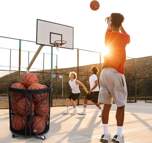 Vista 4 de Kingarage Ball Storage Bin, Sports Ball Storage Cart, Ball Holder with Wheels for Basketball, Soccer, Garage, School, Indoor, Outdoor Ball