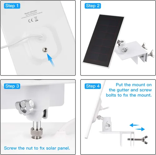 Vista 4 de Paquete de 2 soportes de canalón compatibles con el panel solar Arlo Essential, Arlo Pro 5S/Pro 4/Pro 3/Pro 2/Ultra 2/Ultra/Panel solar, ángulo